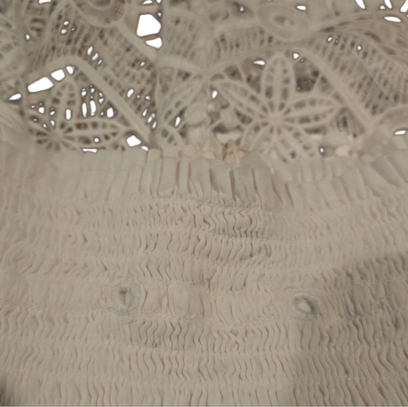 Ramy Brook Swim Cover Up Skirt White Lace Detail And Smocked Waist Mini Skirt - Picture 9 of 11